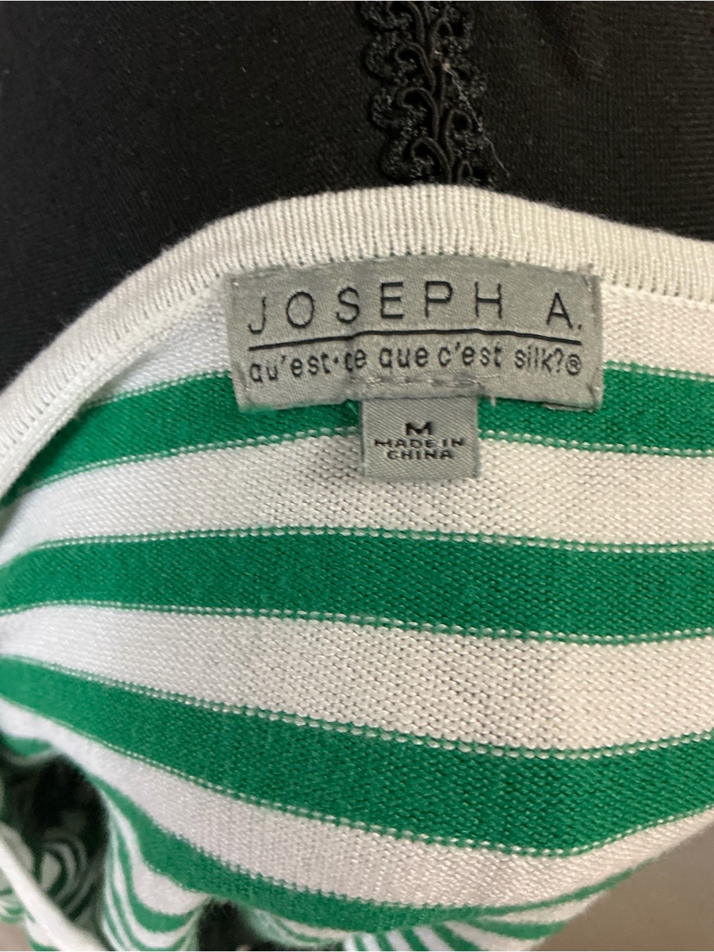 Joseph Green and White Striped Scoop Neck Long Sleeve Top - Picture 6 of 6